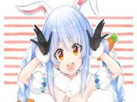 anime girl with blue hair and bunny ears