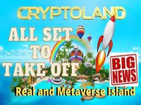 A promo image of cryptoland with the caption "all set to take off."