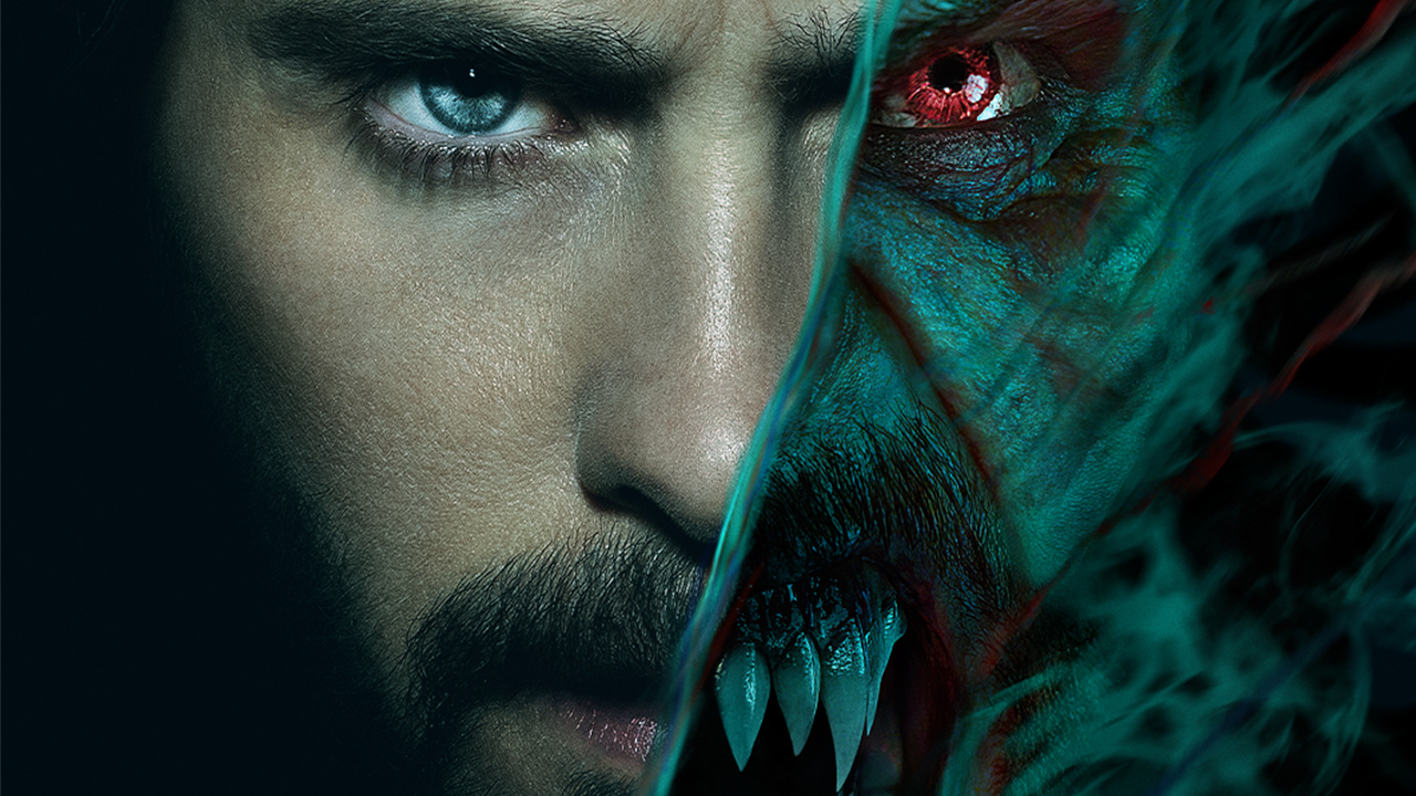 Morbius marvel movie poster depicting actor jared leto as the comic book character.