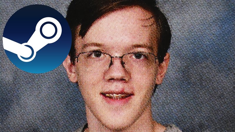 A photo of Thomas Crooks, the attempted assassin of Donald Trump, and the Steam logo.