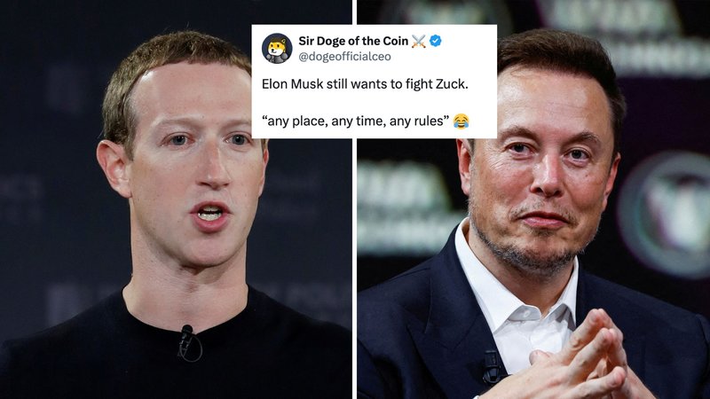 Elon Musk and Mark Zuckerberg with a tweet about their potential fight.