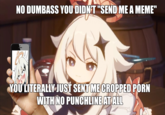 NO DUMBASS YOU DIDN'T "SEND ME A MEME" YOU' LITERALLY JUST SENT ME CROPPED P--- WITH NO PUNCHLINE AT ALL