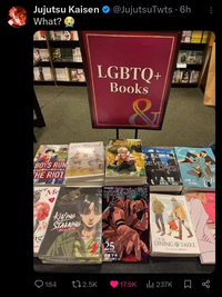 Jujutsu Kaisen @JujutsuTwts • 6h What? LGBTQ+ Books & Boys RUN BOYS RUN THE RIOT Sper Me Old-Fashioned ng ma KIVING STALKING Di 25 芥見下午 JUMP COMICS SEVEN DAYS ON of OFF OUR DINING TABLE 184 12.5K 17.9K ılı 237K ☐ %