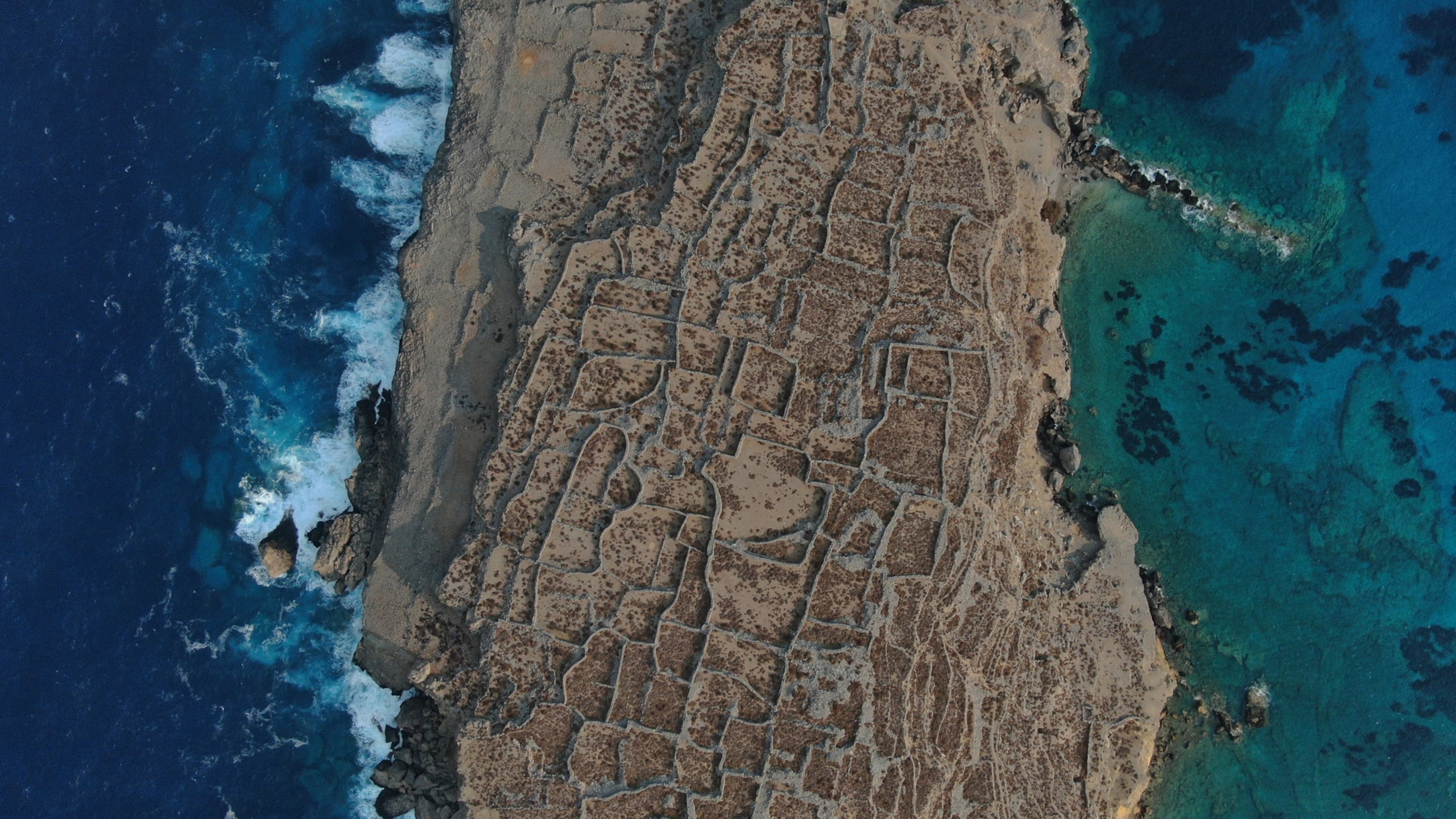 An aerial view of Karpathos and the surrounding sea