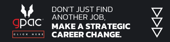 Gpac banner with the text "Don't just find another job, make a strategic change." and the gpac logo in it.