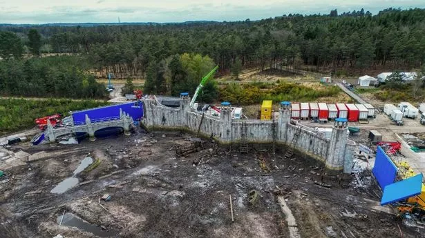 The Lord of the Rings filmset in Swinley Forest, where trees have been chopped down