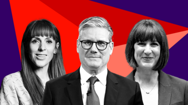 Graphic showing Angela Rayner, Keir Starmer and Rachel Reeves