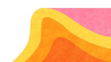 Pink yellow orange and red graphic in the shape of a wave