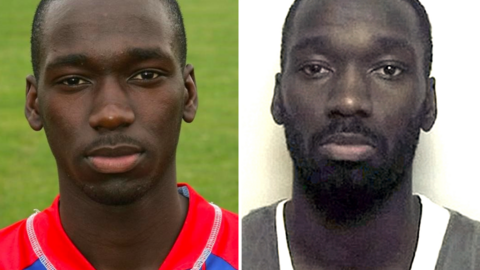 Moses Swaibu as a teenage Crystal Palace player and after being arrested by police