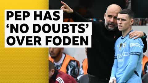 Pep Guardiola and Phil Foden