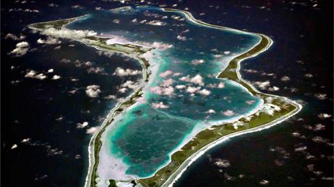 An aerial photo shows the Chagos Islands