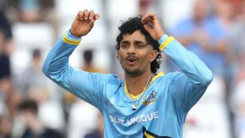 Jafer Chohan bowling for Yorkshire