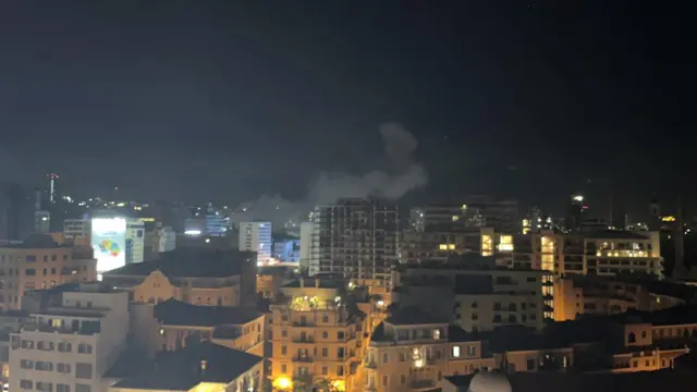 Smoke rises over the Beirut skyline