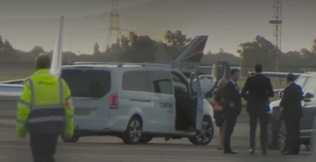 Rishi Sunak and staff at Teesside Airport