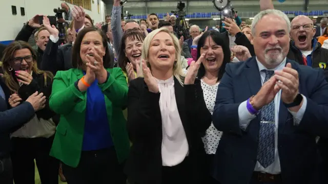 Mary Lou McDonald and Michelle O'Neill celebrate Sinn Féin election successes