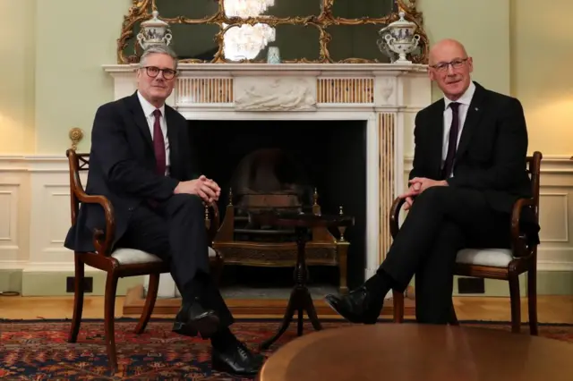 Prime Minister Sir Keir Starmer meeting First Minister of Scotland John Swinney at Bute House, Edinburgh