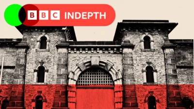 Montage image showing the entrance to HMP Wandsworth