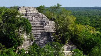 A pyramid in the Calakmul Mayan ruins in the state of Campeche.