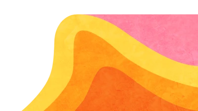 Pink yellow orange and red graphic in the shape of a wave