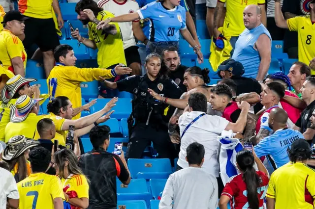 Una pelea en la tribuna tras finalizar el partido