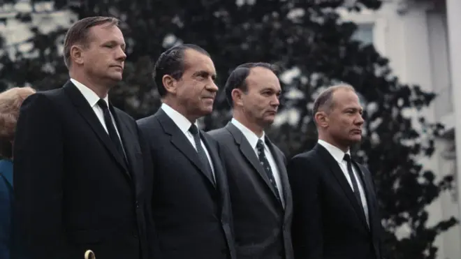 Armstrong, Nixon, Collins y Aldrin