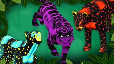 Three colourful tigers