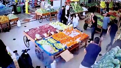 Watch: Small explosion in Lebanon supermarket