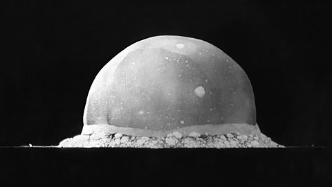 Image of the first detonation of a nuclear weapon conducted as part of the Manhattan Project.