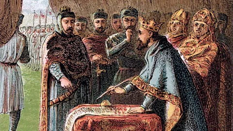 Alamy King John’s missteps were so many, he provoked medieval warrior oligarchs into drafting the Magna Carta – which he was forced to sign (Credit: Alamy)