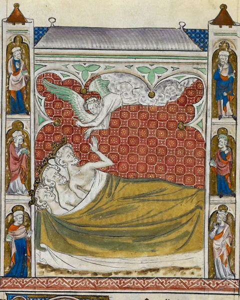 British Library In the medieval era, the Biblical Magi – the Three Wise Men from the Christian Bible – were often depicted sleeping in the same bed (Credit: British Library)