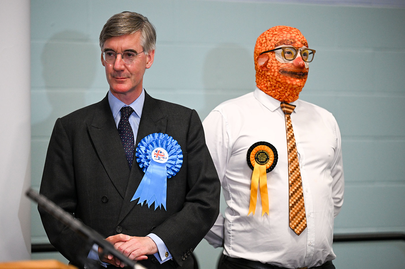 Jacob Rees-Mogg with Barmy Brunch from the Monster Raving Loony Party - 5 July 2024