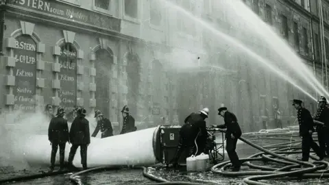 Firefighters battle the Stern factory fire in Glasgow