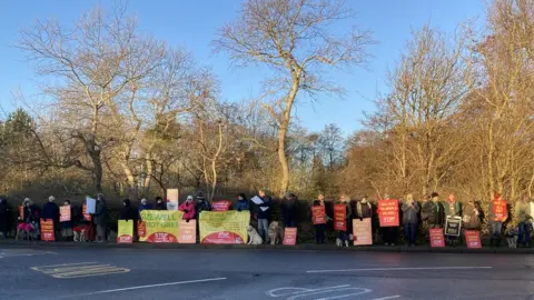 Luke Deal, BBC Protesters outside Sizewell