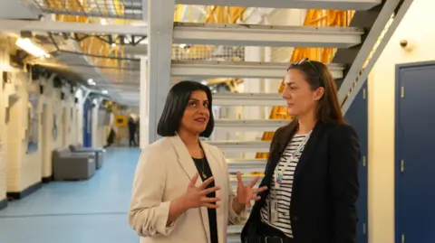 PA Media Justice Secretary Shabana Mahmood, with Governor Sarah Bott, during a visit to HMP Bedford in Harpur, Bedfordshire, ahead of announcing plans to address prison overcrowding amid fears jails will run out of space within weeks. 