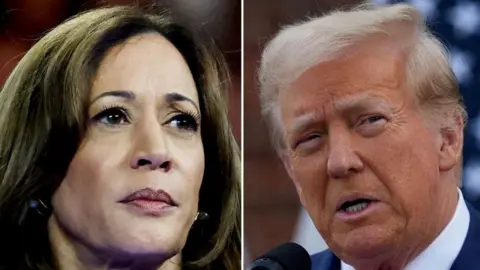 Composite image of Kamala Harris and Donald Trump