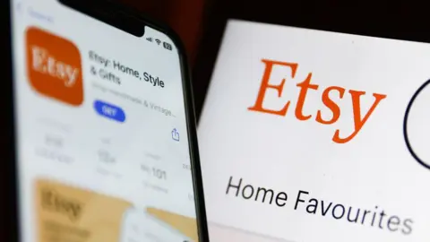 A stock photograph of phone showing the Etsy app