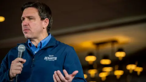 Getty Images Ron DeSantis campaigns in New Hampshire