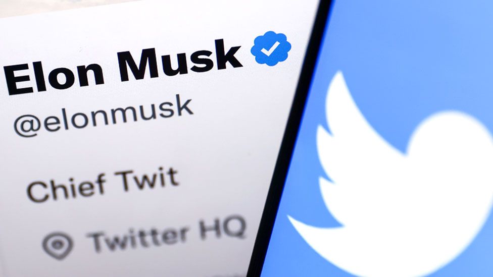 Elon Musk's Twitter account seen on a screen