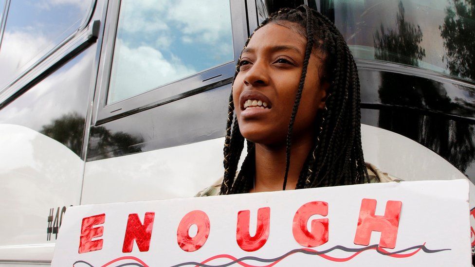 Marjory Stoneman Douglas High School students board buses to travel to Tallahassee, Florida - 20 February 2018