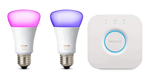 Philips Hue White and Color Ambiance Kit de Inicio 2 Bombillas y Puente E27, 9.5 W, Blanco (compatible con Amazon Alexa, Apple HomeKit y Google Assistant)