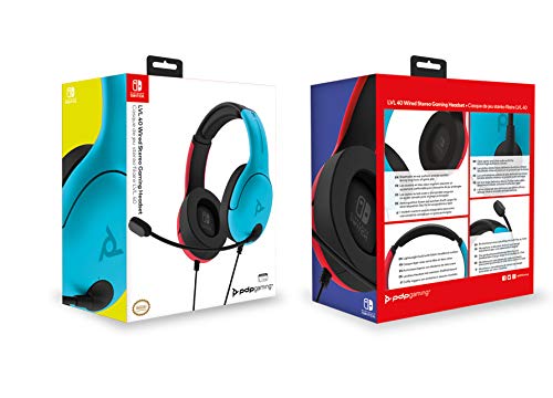 PDP - Auricular Stereo Gaming LVL40 con Cable, Azul / Rojo (Nintendo Switch)