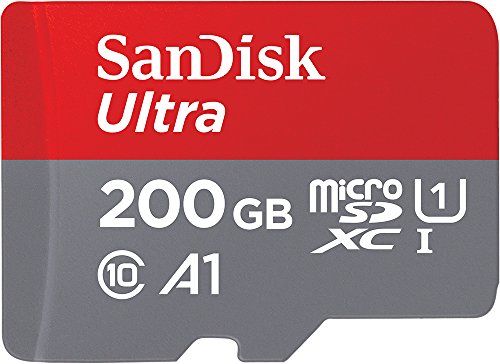 SanDisk Ultra - Tarjeta de memoria microSDXC de 200 GB con adaptador SD, velocidad de lectura hasta 100 MB/s, Clase 10, U1 y A1