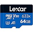 Lexar 633x 64GB Micro SD Card, microSDXC UHS-I Card W/O SD Adapter, microSD Memory Card up to 100MB/s Read, A1, Class 10, U3,