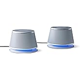 Amazon Basics Stereo 2.0 Speakers for PC or Laptop, 3.5mm Aux input, USB-Powered, 1 Pair, Silver