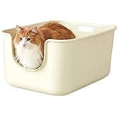 【OFT】 TALL WALL BOX XL Plus アイボリー 本体 猫用トイレ 本体 大きい猫 大きいトイレ ゆったり広々サイズ 飛び散り防止ハイタイプ サイズ(約)：幅55×奥73×高37cm【入り口までの高さ】16cm
