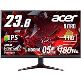 【Amazon.co.jp限定】日本エイサー Acer Nitro ゲーミングモニター 23.8インチ IPS フルHD 180Hz 0.5ms PC/PS5/Xbox X/S向き ヘッドホン端子 スピーカー HDMI2.0 AMD FreeSync