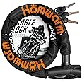 Homwarm バイクロック チェーンロック バイク 自転車 ワイヤーロック φ(直径)22mm×1200ｍｍ 頑丈 盗難防止 鍵3本セット (ブラック)