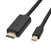 Amazon Basics Mini DisplayPort to HDMI Display Cable, 1080p, Gold-Plated Plugs, 10 Foot, Black