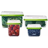 Rubbermaid FreshWorks Produce Saver, Medium and Large Storage Containers, With Lids, 8-Piece Set