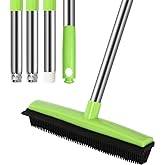 MEIBEI Pet Hair Removal Broom with Squeegee -53", Long Handle Soft Bristle Rubber Broom, Ideal for remove fur from Carpets, R